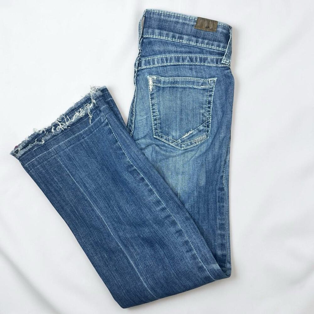 Ariat Real Trouser Jeans Womens 28R Mid Rise Wide Leg Stretch Blue Denim Western